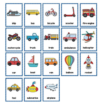 Lachilly Transportations English Learning Flashcards - High Frequency Words, Beginning Reading, Kindergarten Teaching Materials,