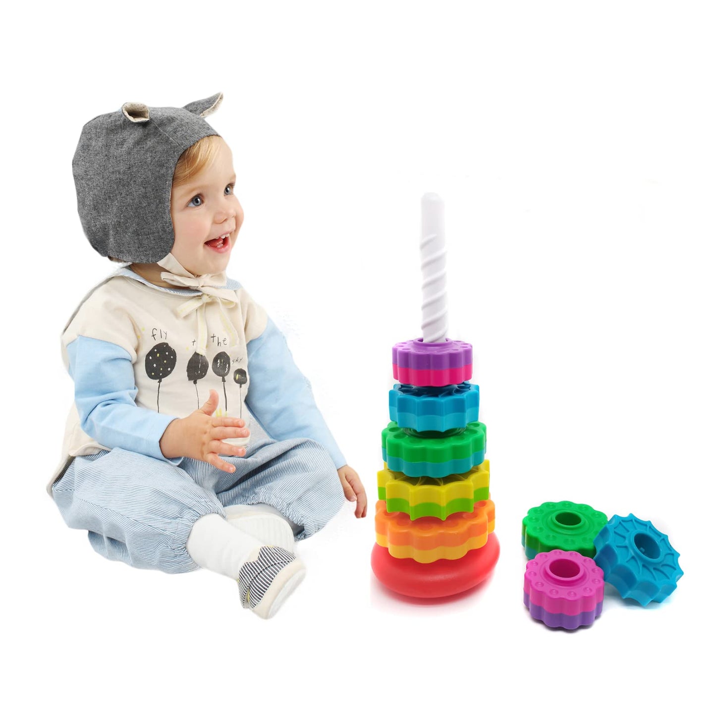 Byfwh Baby Spin Stack Toy,Premium Stacking Toy For Kids,Baby Spinning Toy,Stacking Toy For Babies And Toddlers,Educational Toddl