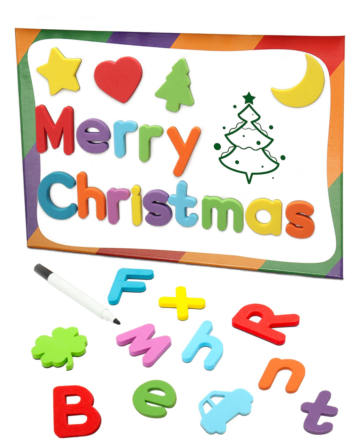Hellocube Classroom Magnetic Alphabet Letters - Abc 237 Pcs Letters Numbers & Pattern With Side Magnetic Board Foam For Kids Spelling | Learning