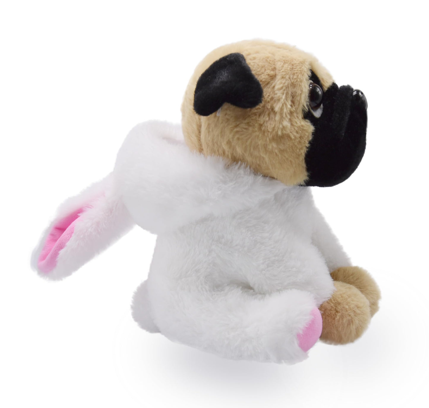 Yonlit Adorable Pug-Bunny Stuffed Animal Dressed In A White Rabbit Outfit, Super Cute And Soft Plush Puppy Bunny For Easter Bask