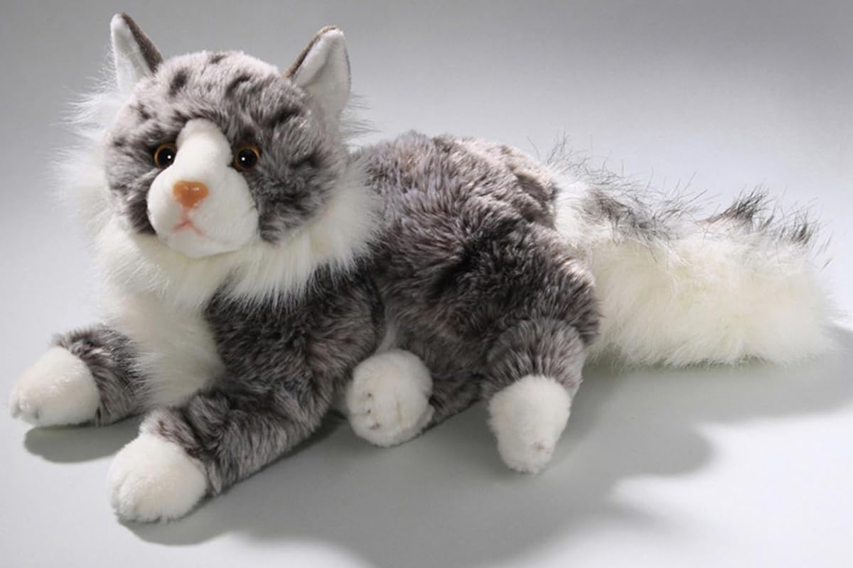 Carl Dick Maine Coon Plush Toy - 12 Soft Stuffed Animal, Grey-White Color, Perfect for Kids and Cat Lovers