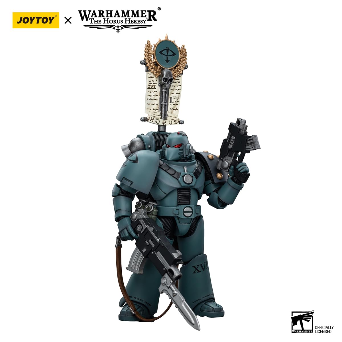 Joytoy Warhammer The Horus Heresy Sons of Horus 1:18 Action Figure Mecha Joy Toy MKVI Tactical Squad Legionary with Legion Vexil