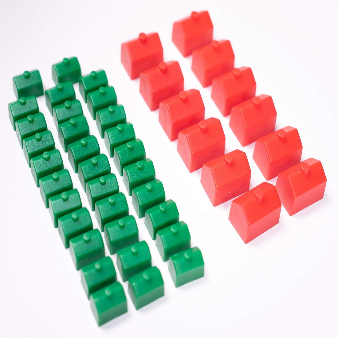 Monopoly Replacement Pieces - Plastic Green Houses & Red Hotels Set by Viktory Games