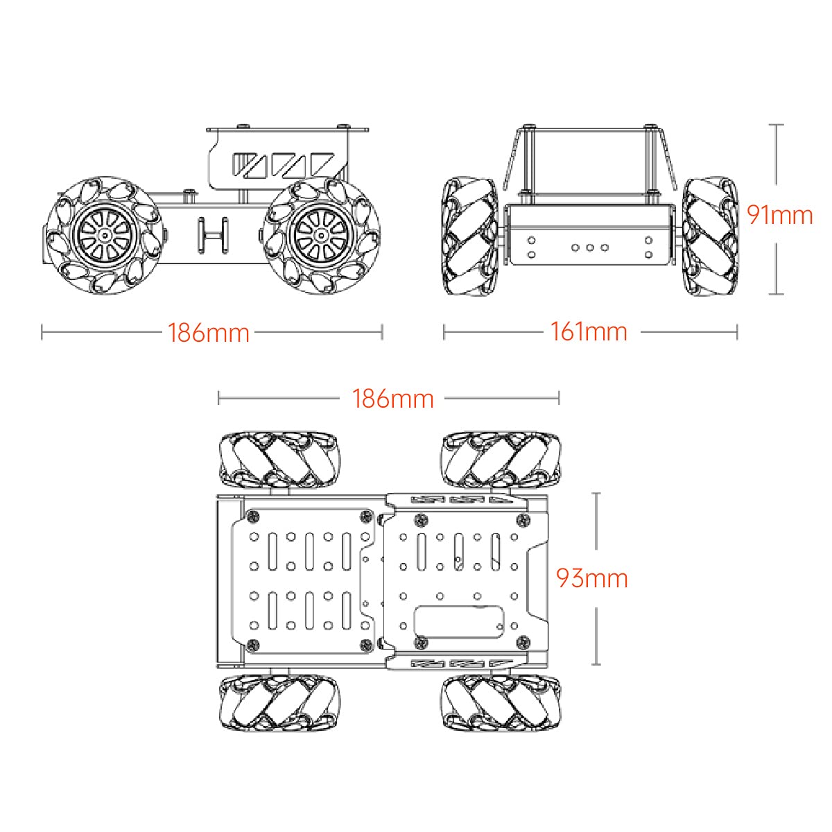Mecanum Wheel Chassis Car Kit With Tt Motor, Aluminum Alloy Frame, Smart Car Kit For Diy Education Robot Car Kit