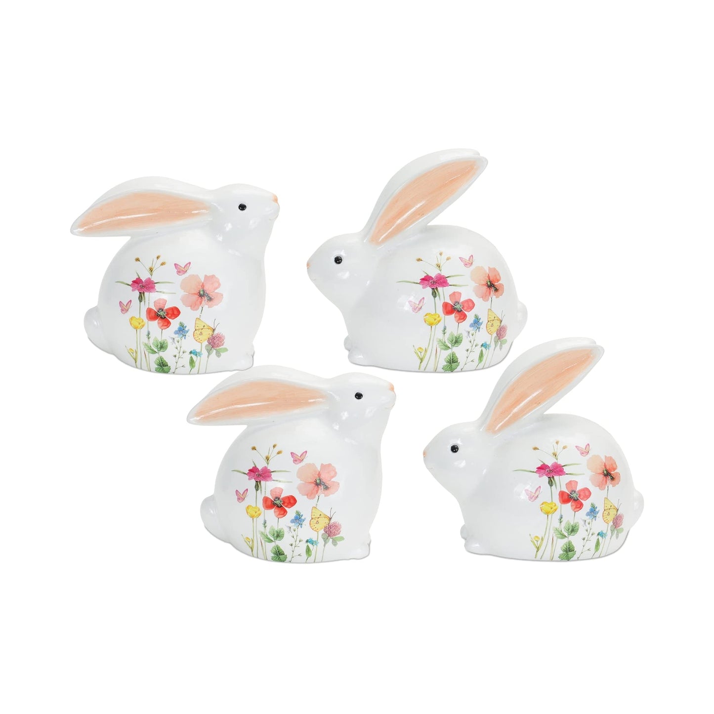 Melrose 85375 Floral Bunny Figurine, Set of 2, 6.25-inch Height, Terra Cotta