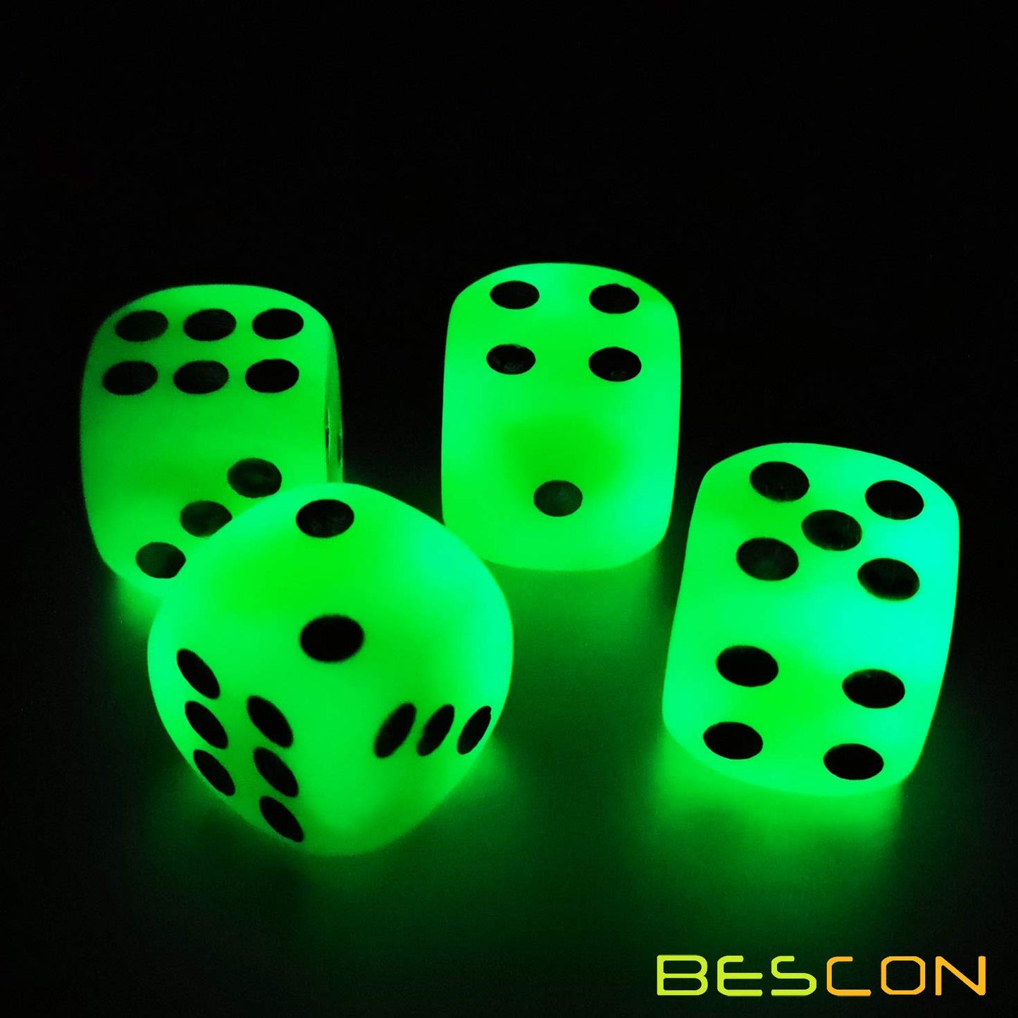 Bescon Two Tone Glowing Dice D6 16Mm 12Pcs Set Luminous Jade, 16Mm Six Sided Die (12) Block Of Glowing Dice