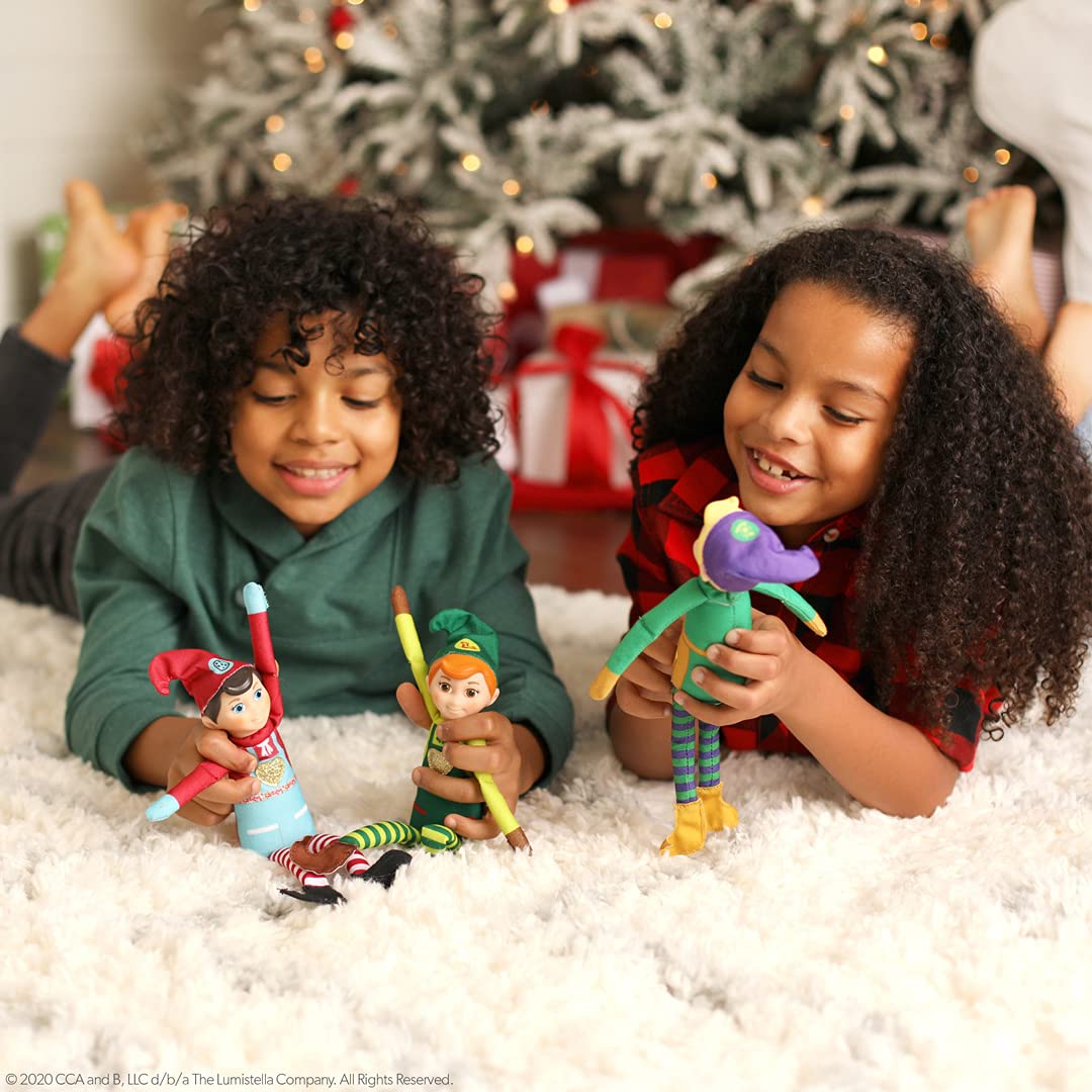 Elf Mates Combo Pack – 3 Elves with Storybook & Shirts, Small Fabric Model EMSUPERPK, Official The Elf on The Shelf Product