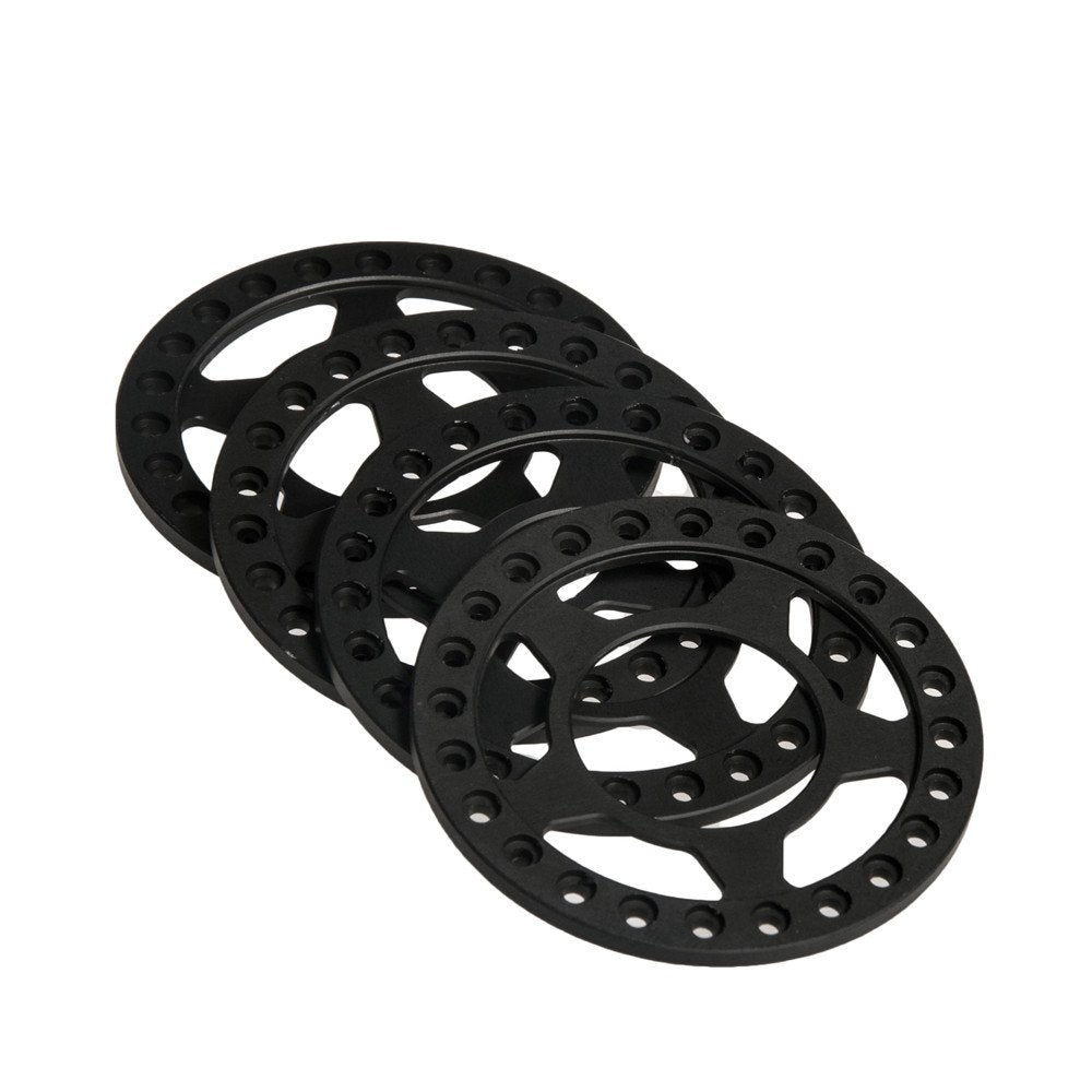RCLIONS 4pcs Aluminum RC Beadlock Wheel Rim Replacement Ring for 1:10 RC Crawler Car 1.9'' Wheels/Rims(Black)