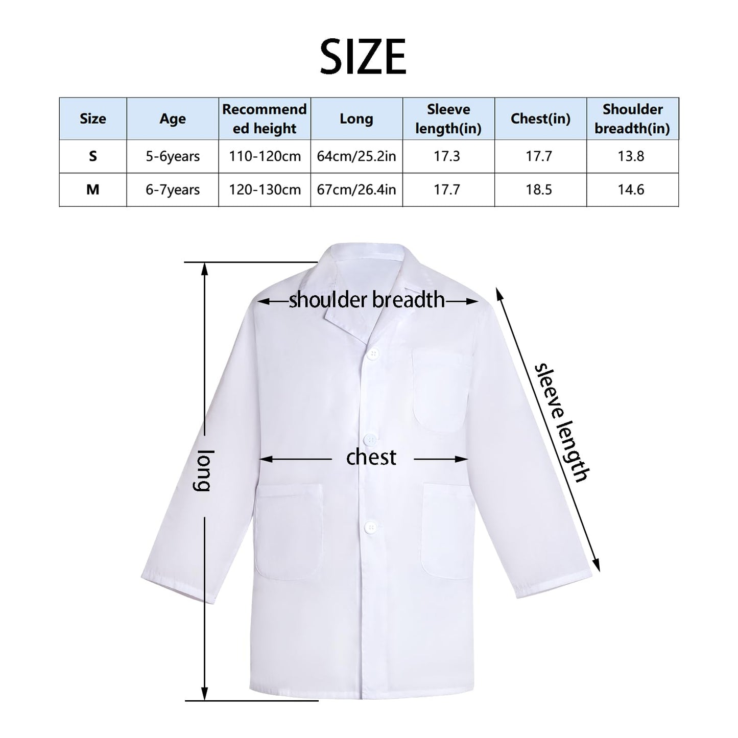 Mifengda Doctor Scientist Lab Coat For Kids Children Doctor Costume Dress Up Coat For Boys Girls Halloween Costume Role Play