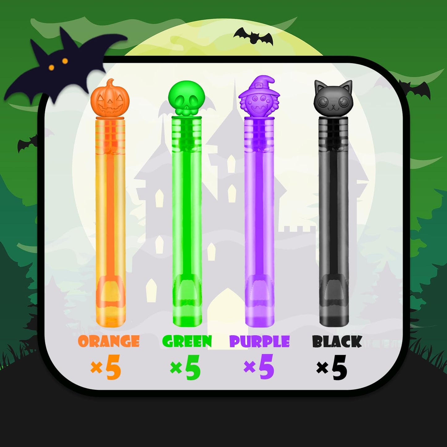 Leetous Halloween Mini Bubble Wands For Kids 20 Pcs, Halloween Party Favors Prizes Toys Gifts For Toddlers, Small Basket Goodie