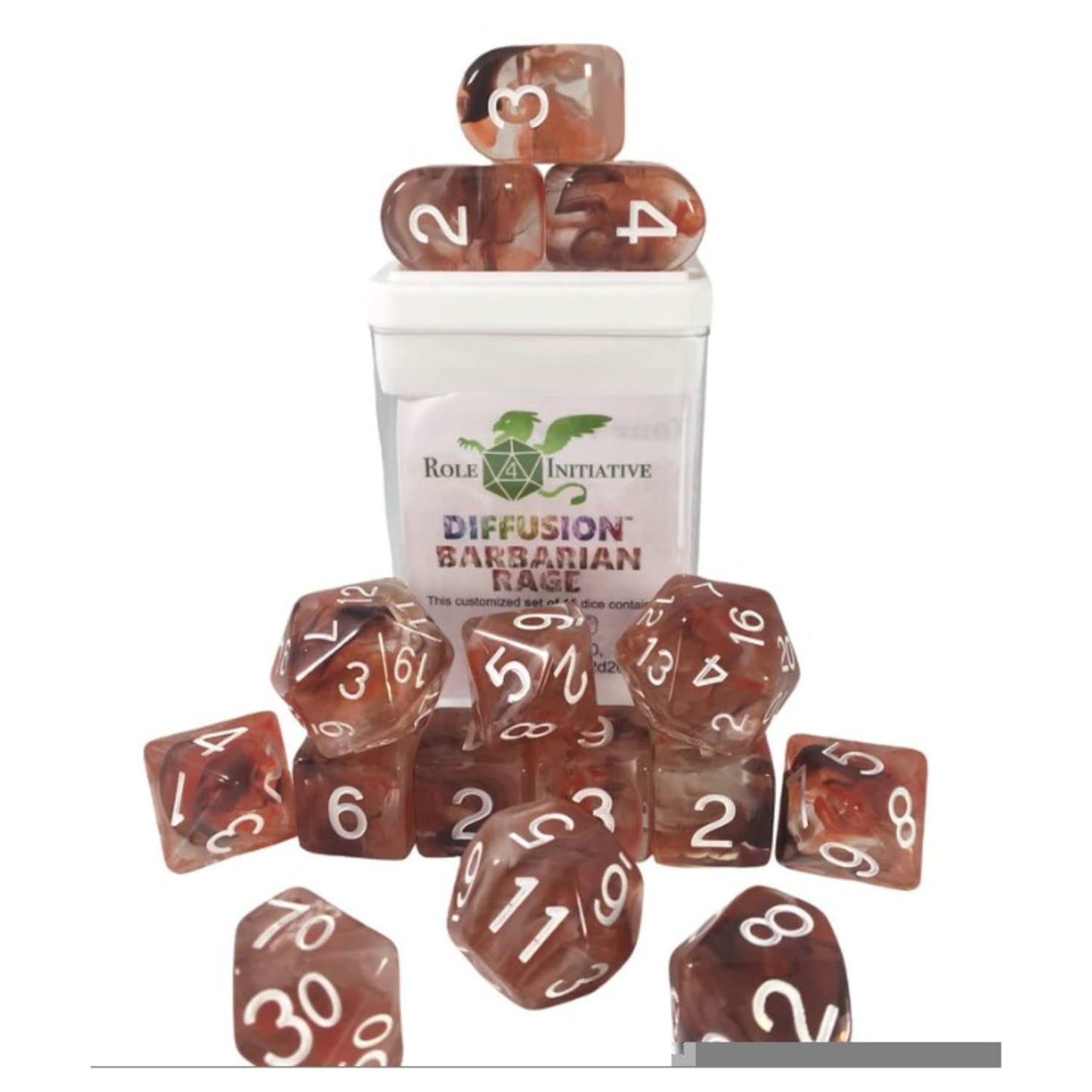 Role 4 Initiative Diffusion Poly Set - Barbarian Rage W/Numbers (15)