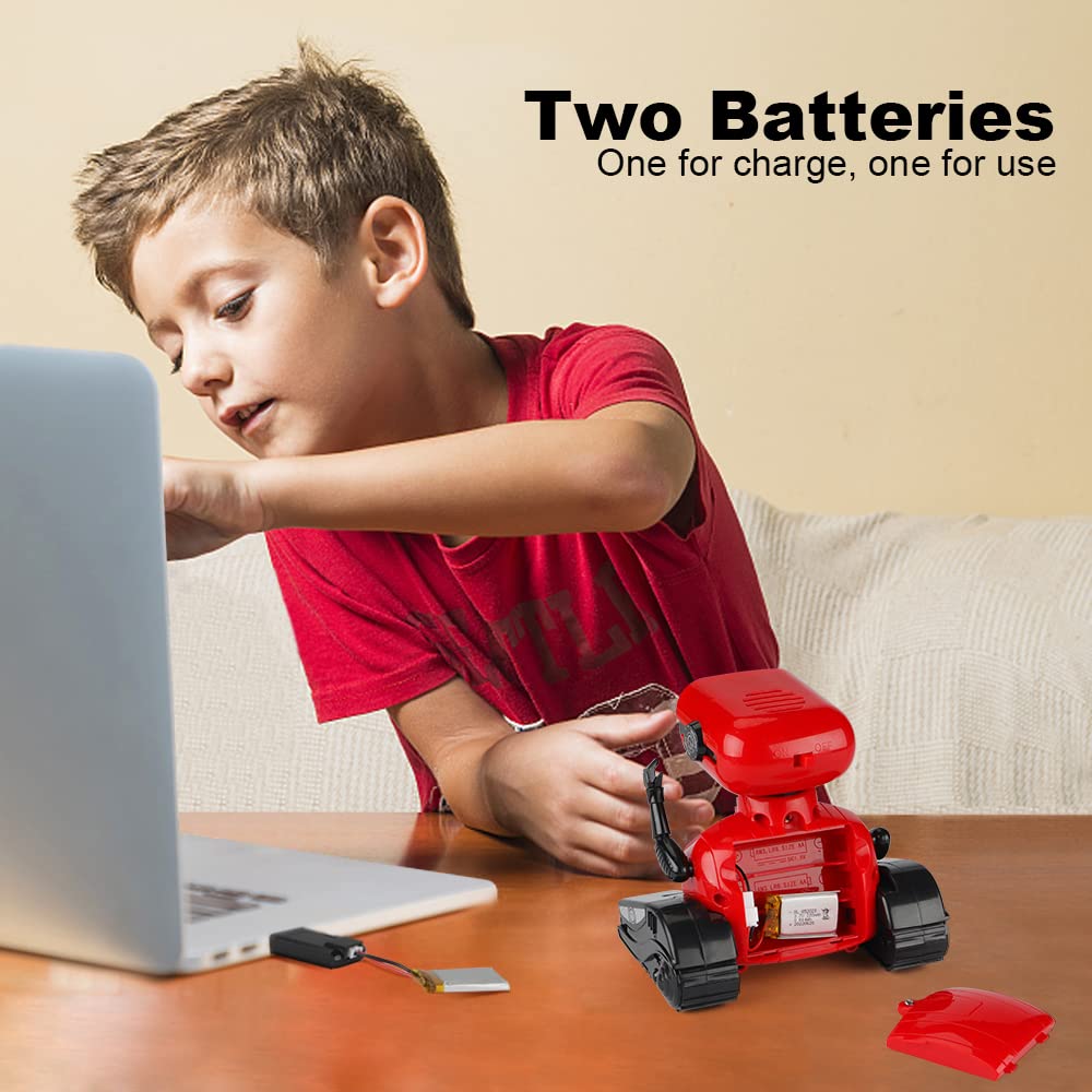 HONGCA Rechargeable Remote Control Robot Toy for Kids, 4.7 Red Robot with Touch Sense, Music, Dance Moves - Perfect Gift for Ages 3+