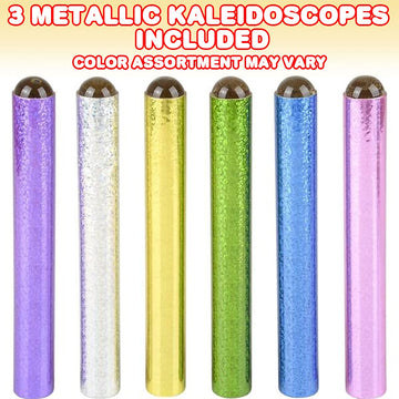 Artcreativity Kaleidoscope For Kids, Set Of 3, Classic Kaleidoscope Toys With Metallic Design, Mesmerizing Party Favors For Children, Kids’ Holiday Stocking Stuffers, Unique Goodie Bag Fillers