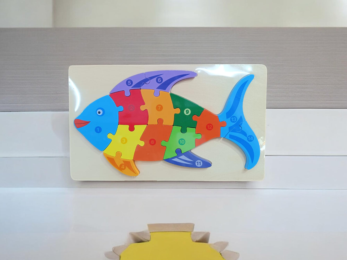 Wooden Fish Animals Montessori Educational PreSchool Puzzle Board Toy For Boys And Girls, Kid Sea Animal Wooden Puzzle Toys For