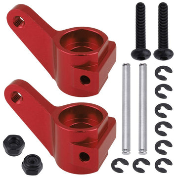 HobbyPark Aluminum Front Steering Blocks Upgrade Parts for 1/10 Traxxas Slash 2WD Rustler Stampede Bandit Replace 3736, Red Anod