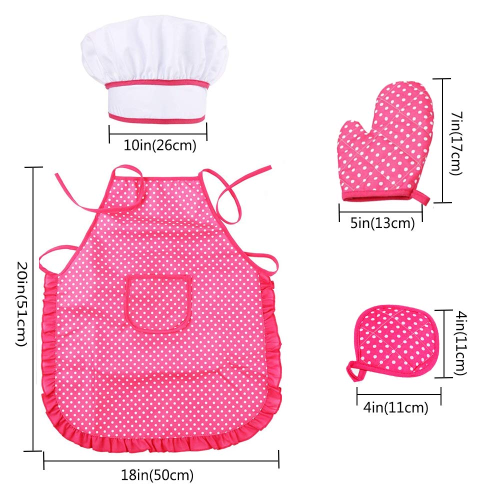 HmiL-U Chef Set for Kids - 13 Pcs Kids Cooking and Baking Set Includes Kids Apron, Chef Hat, Utensils, Cooking Mitt for Kids Che