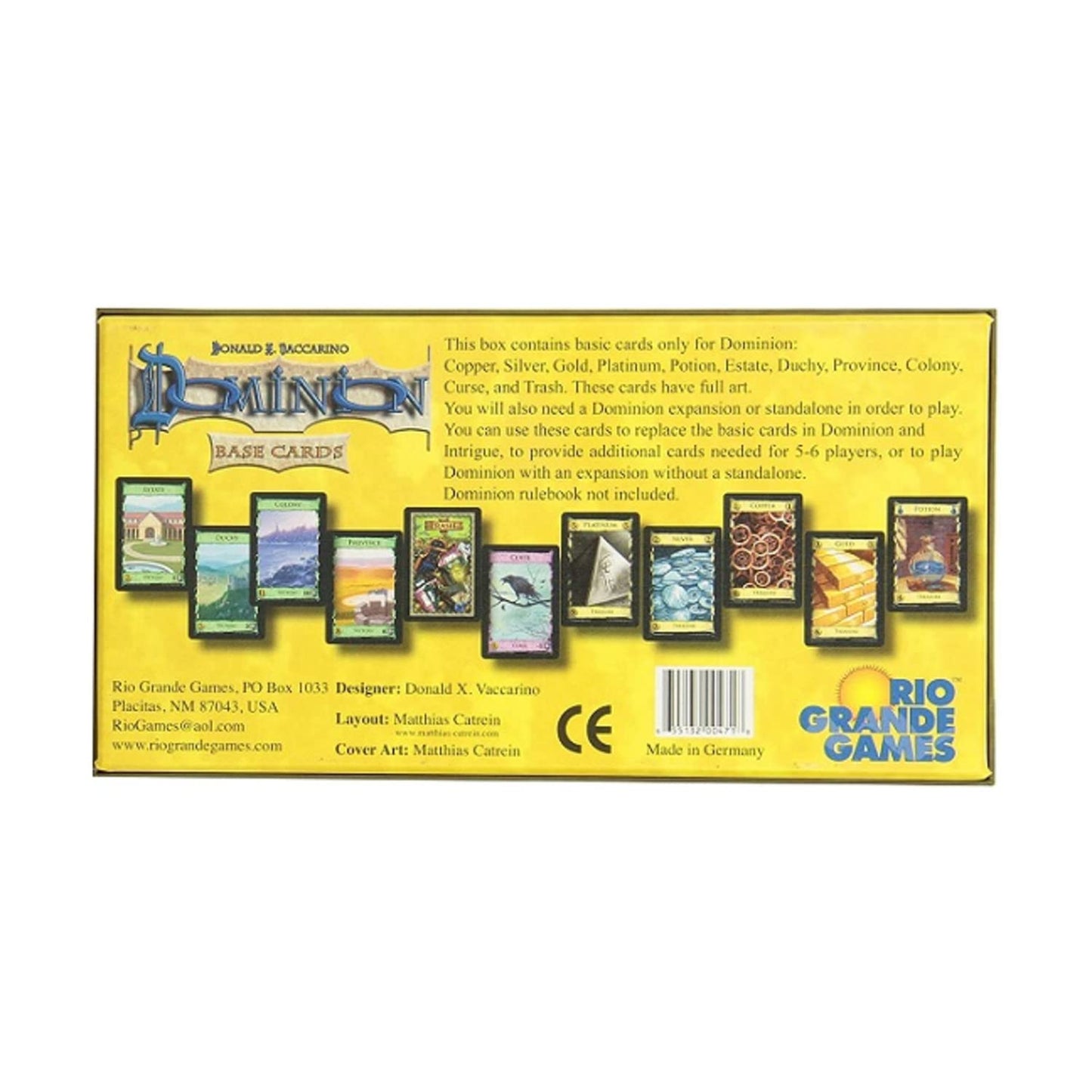 Rio Grande Games Dominion Base Cards - Multicolor Plastic Game - Model 471RGG