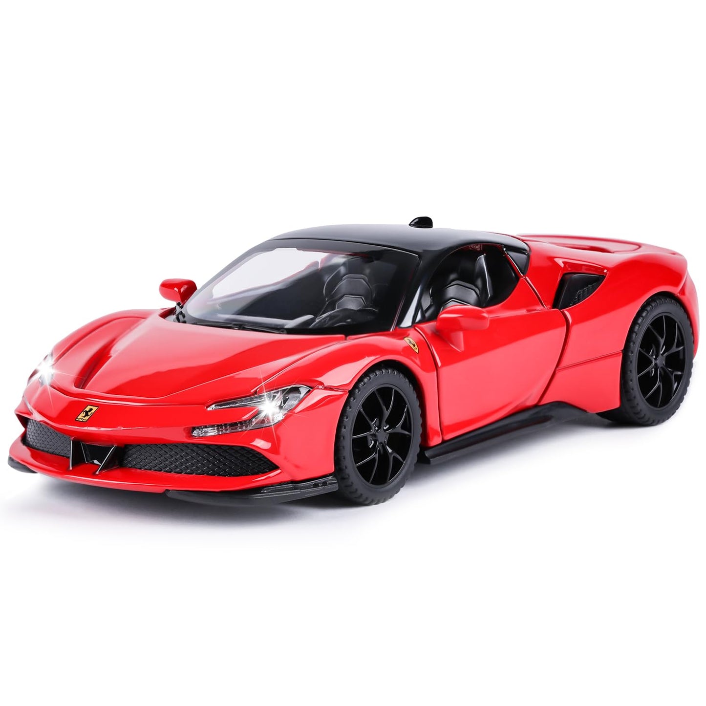 Toy Cars Ferrari Model for Kids 1:32 Diecast Metal Toy Cars,Pull Back Car with Light and Music Ferrari SF90 Toy Car Collectible
