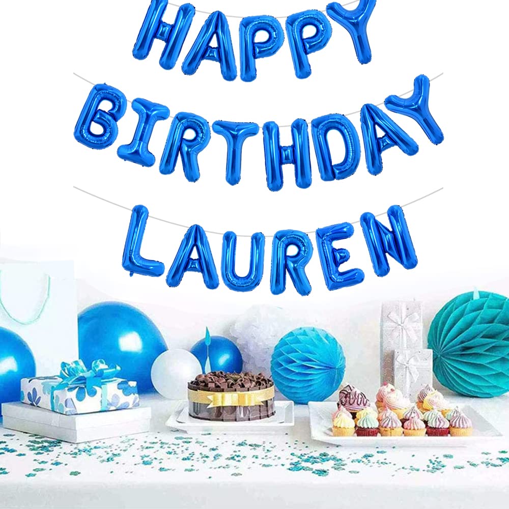 Toniful 65 Pcs 16 Inch Blue Happy Birthday Balloons And 2 Sets A-Z Foil Letters Balloons Diy Personalized Phrase Banner For Birt