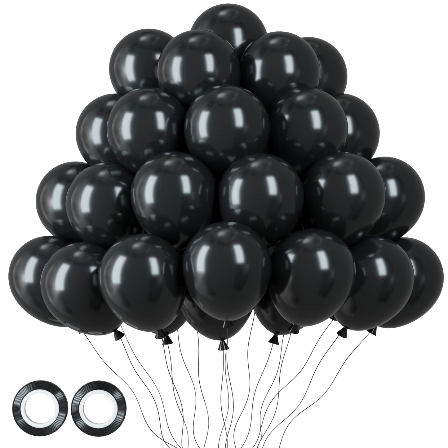 Voircoloria 105Pcs Black Balloons 12Inch Party Latex Balloons For Birthday Graduation Baby Shower Anniversary New Year Holiday P