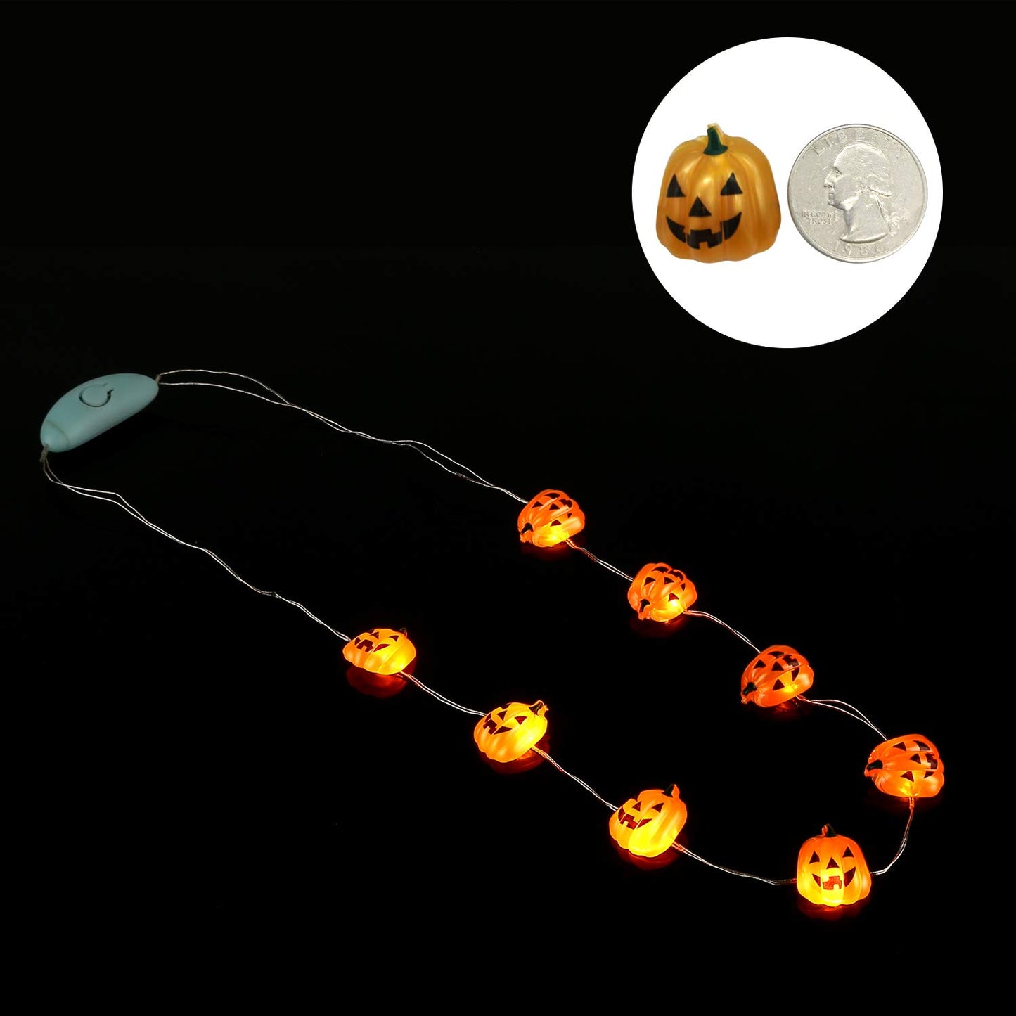 JASHIKA Halloween Eve Costume Party Accessories, Lighting Up LED Necklace Set of 3, Ghost, Jack O Lantern Pumpkin, Skull for Tri