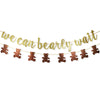 We Can Bearly Wait Glitter Banner, Baby Shower Decorations, Gender Reveal Party Supplies for Teddy Bear Theme Garland (Gold and