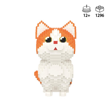 Larcele Micro Building Blocks Set, Diy Mini Building Toy Bricks For Age Over 12 Years, 1296 Pieces Kljm-05 (Munchkin Cat-Orange)