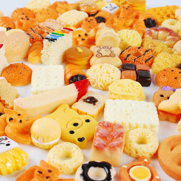 NWFashion 112PCS Miniature Decor Dessert Pastry Toy Food Cake Topper Scrapbooking Shoe Decoration Charms(Bread)