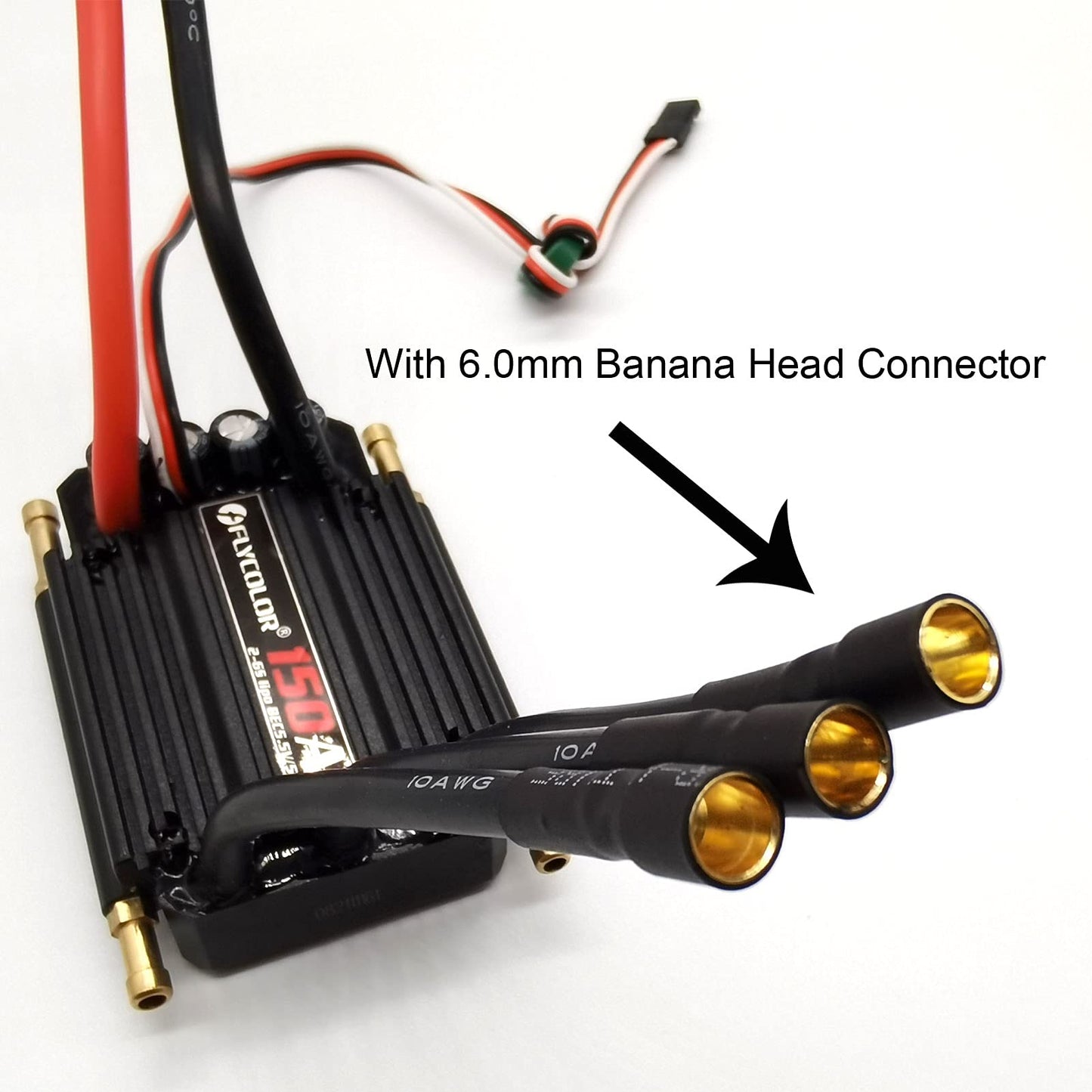 FLYCOLOR 150A ESC 2-6S Waterproof Brushless Electronic Speed Controller with 5.5V/5A BEC and XT90 6.0mm Banana Head Connector fo