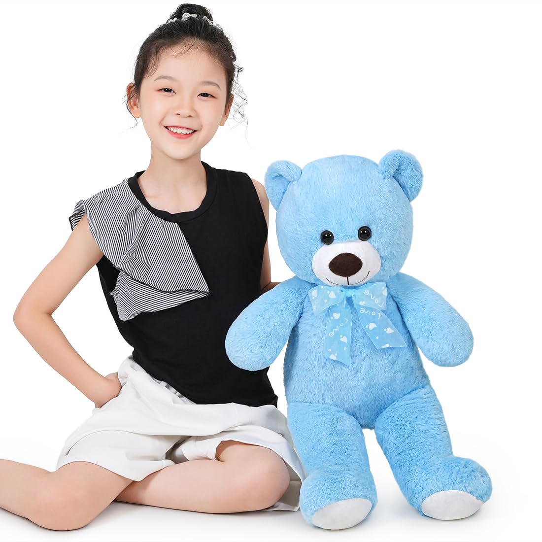 Sausudols Teddy Bear Stuffed Animal 24'' Small Teddy Bear Gift For Christmas Birthday Blue
