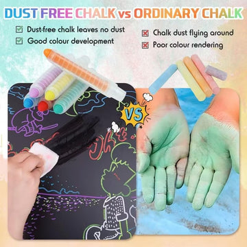 Haoyond Dustless Chalk for Kids, Non-Toxic Washable Toddlers Chalks, Chalkboard Chalk Pen With Holder for Blackboard Drawing Wri