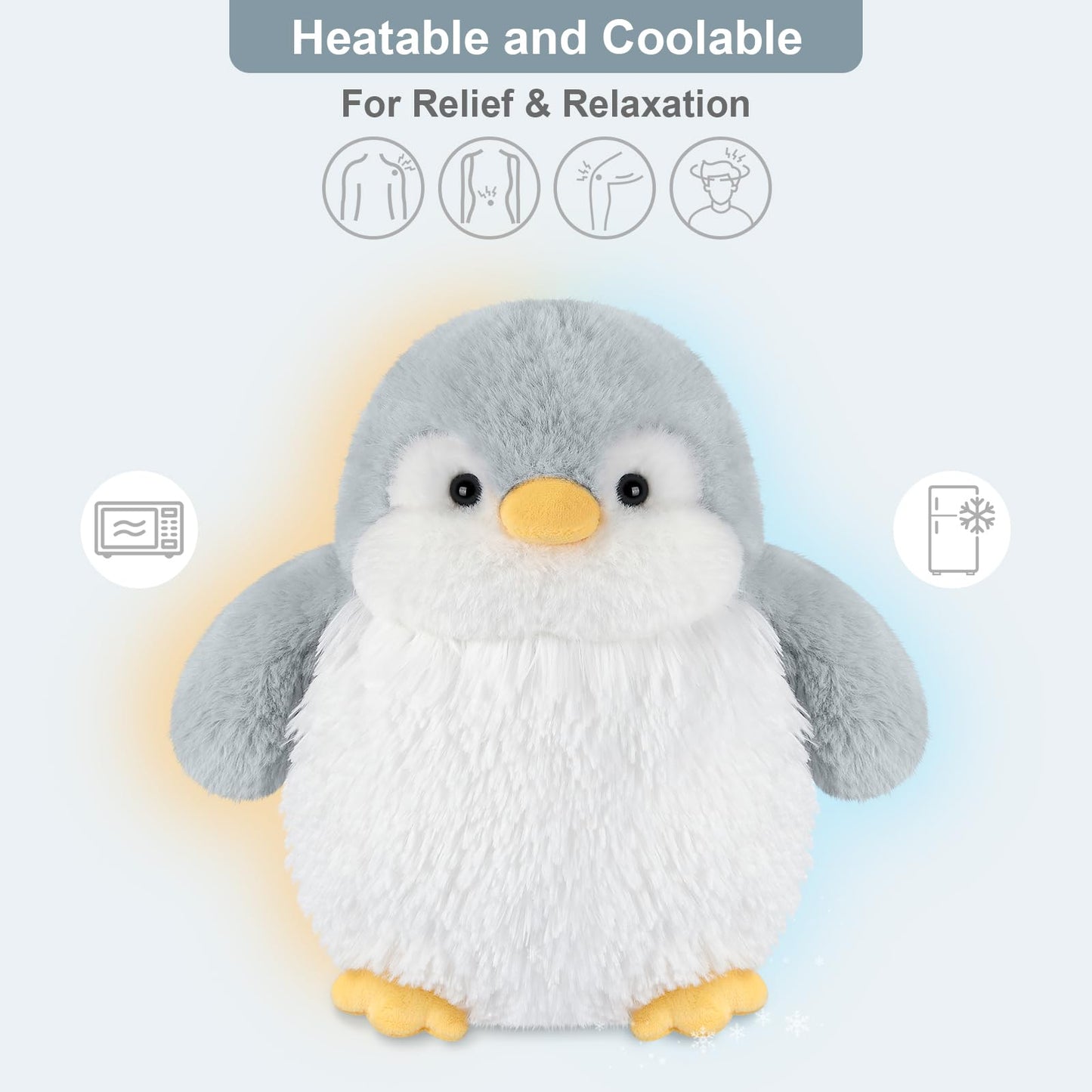 Suzzipals Heatable & Coolable Stuffed Penguin Plush, Microwavable Stuffed Animal Heating Pad For Cramps & Pain Relief, Cute Plus
