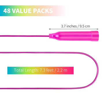 Aneco 48 Pack Kids Jump Rope Set 7.3 Feet Outdoor Jump Ropes Colorful Kids Jumping Ropes Great Sports Activities Birthday Party Favors Gifts
