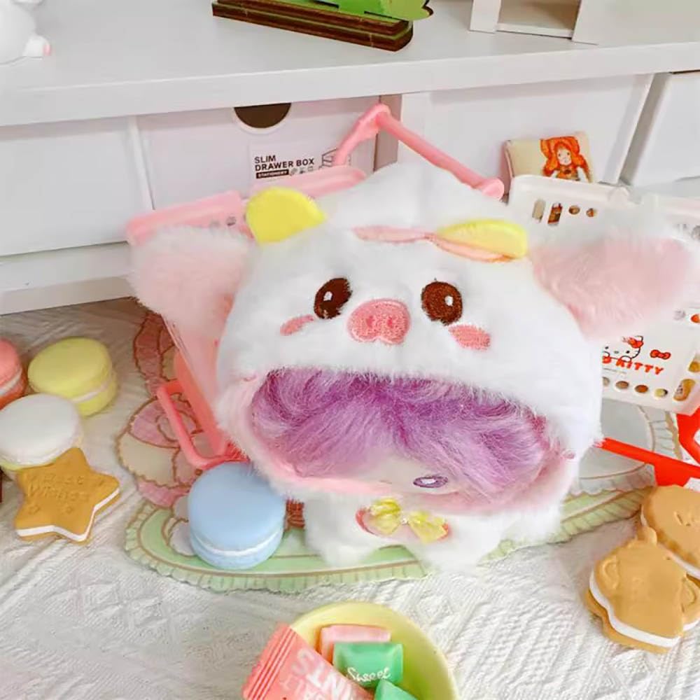 Niannyyhouse 10Cm Plush Doll Clothes Loose Onesies Penguin Rabbit Bear Fox Pig Bodysuit Doll Dress Up (White)