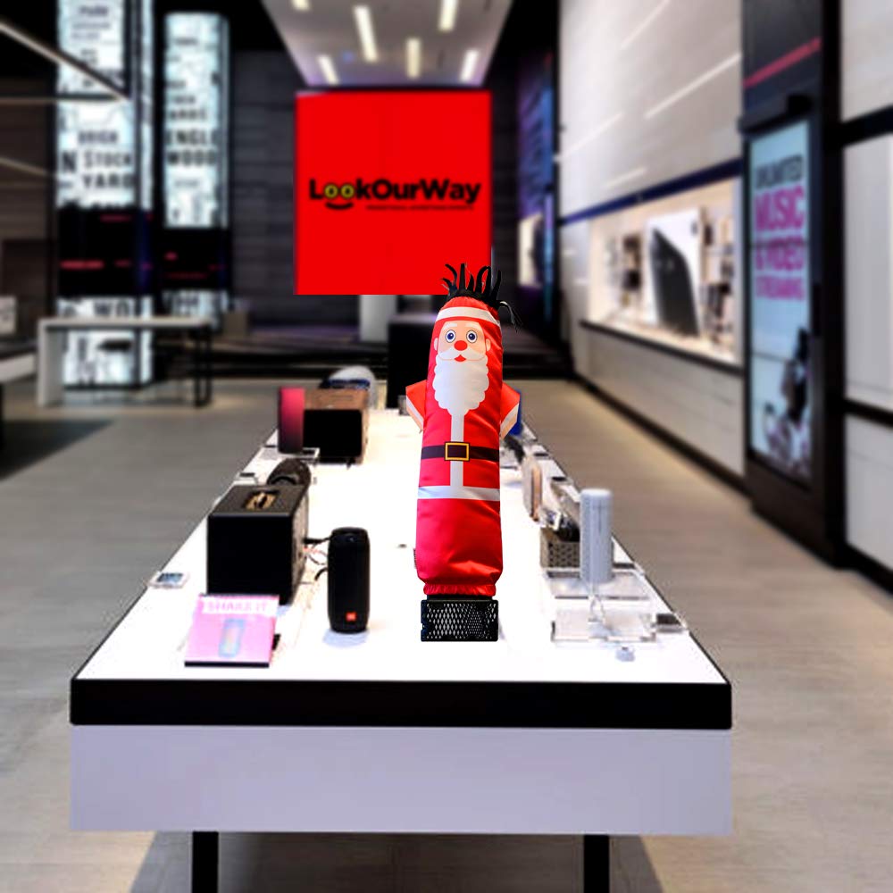 Lookourway Air Dancers Mini Inflatable Tube Man Set - 29' Wacky Waving Inflatable Tube Guy With Blower For Desktop Advertising - Christmas Santa