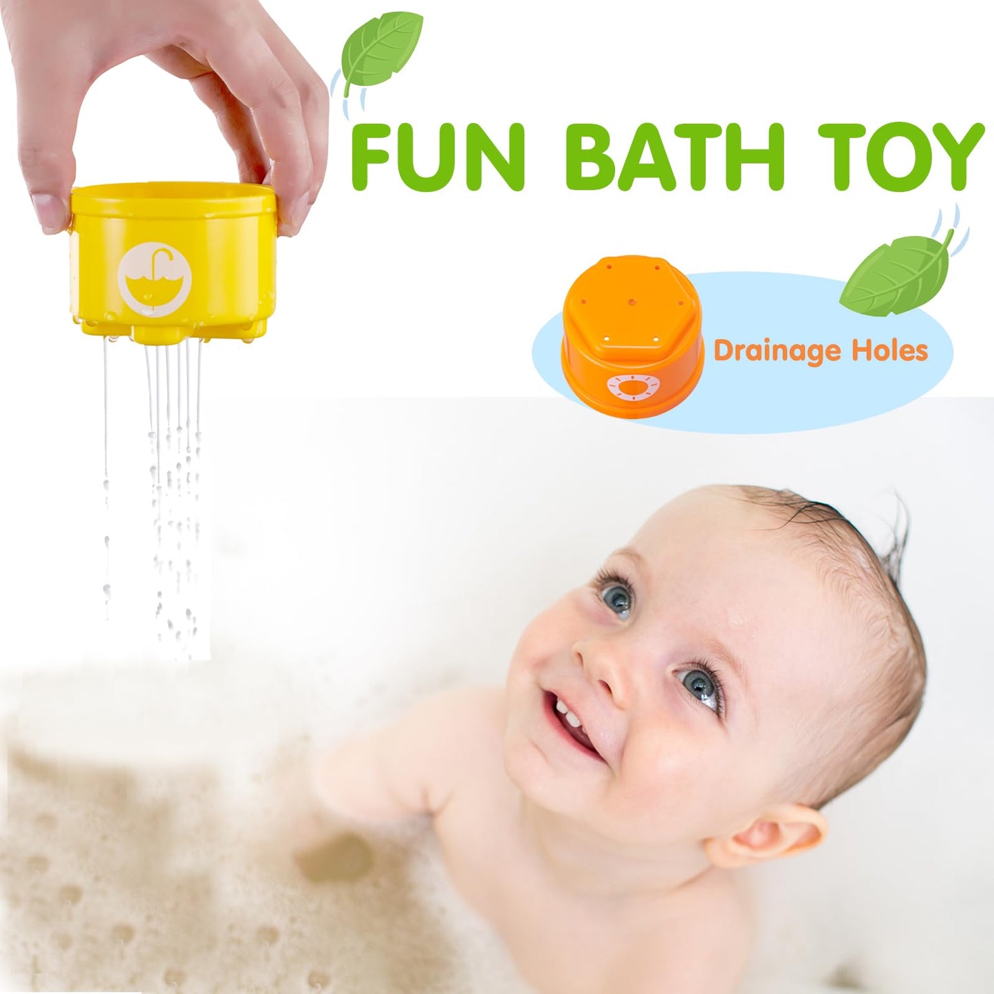 Wanonoo Stacking Cups Baby Toy Set, Stacking Toys For Toddlers 1-3 Stackable Blocks Nesting Game Montessori Developmental Toys B