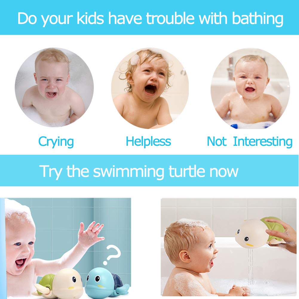 Baby Bath Toys-Wind Up Turtle Bathtub Toys,Toy For Babies 6-12 Months Floating Swimming Turtles For Boys Girls,Baby Shower Bathtime Fun Pool Toys For Toddlers,Gift For 1 2 3 4 Year Old Boys Girls