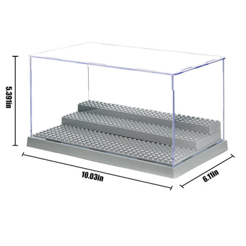 Minifigure Display Case For Action Figures Blocks, Dustproof Acrylic Display Box Storage With 3 Movable Steps For Collection Mod