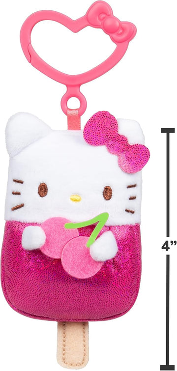 Hello Kitty And Friends 4-Pack Popsicle Clip-On Plush Featuring Hello Kitty, Kuromi, My Melody, And Cinnamoroll With Unique Bow Clips - Officially Licensed Sanrio Product From Jazwares