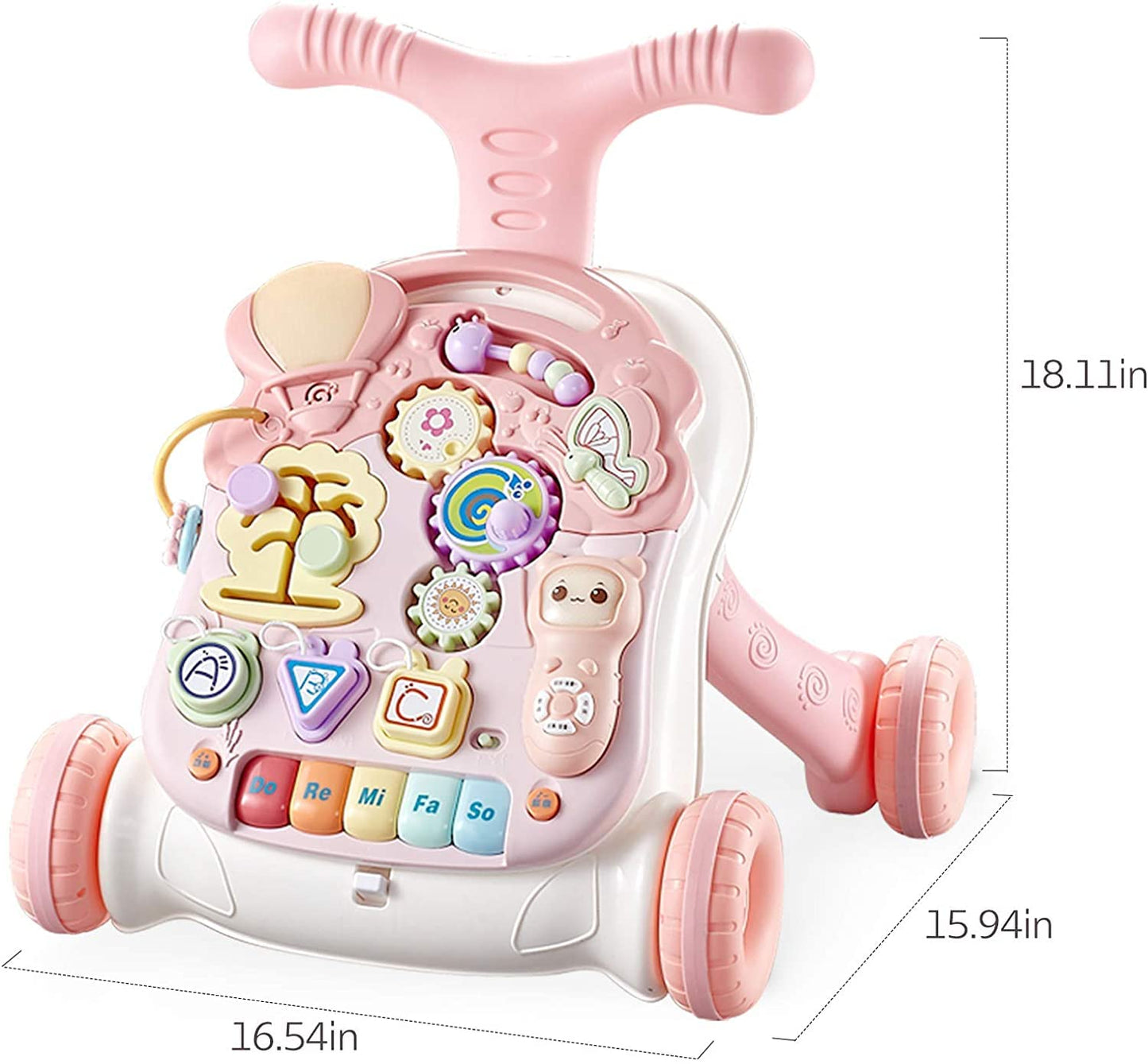 Baby Sit-To-Stand Learning Walker, 2 In 1 Baby Walker For Girls Boys, Educational Baby Push Walkers With Entertainment Activity