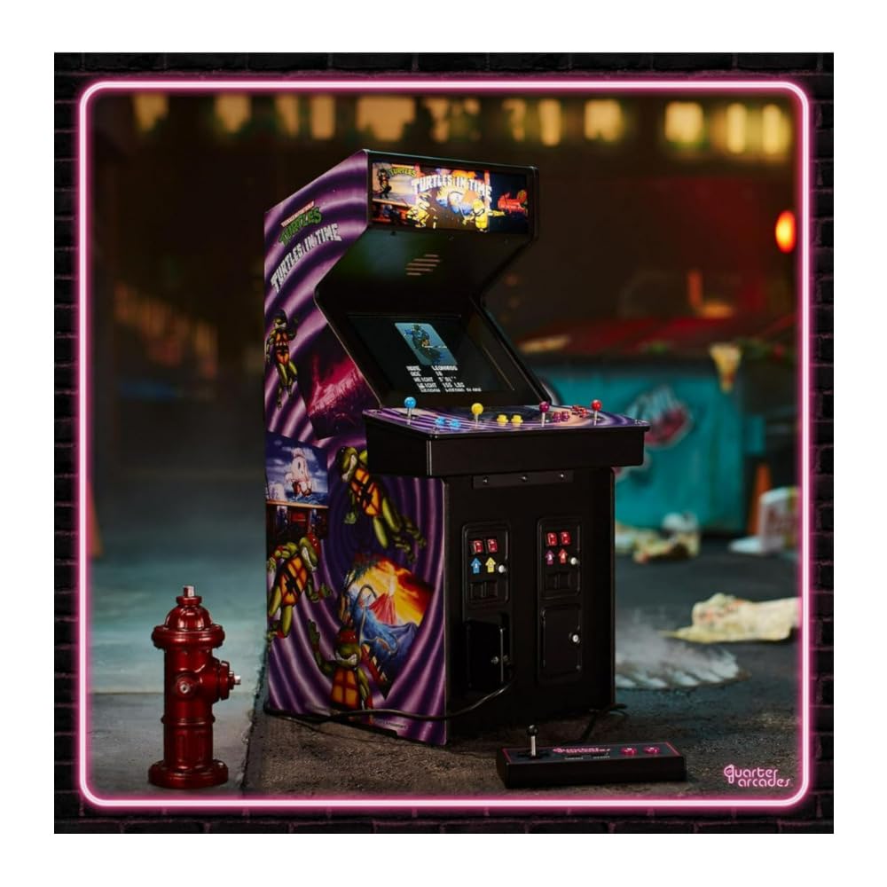 Quarter Arcades TMNT Turtles in Time Mini Arcade - 1/4 Scale Wooden Replica, NS4443, Rechargeable Battery & 3W Speakers
