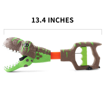 DINOBROS Dinosaur Chomper Toy - T-Rex Reacher with 3 Roar Sounds, Light, Green, Model D3211A