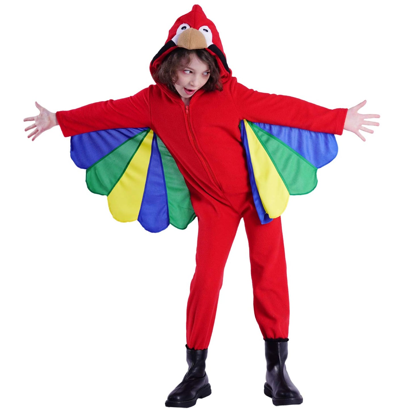 Pgond Girl'S Parrot Jumpsuit Kids Red Costume (L/10-12Y)
