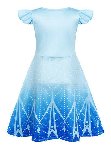 Sukyfecde Girls Princess Dresses Toddler Kids Costume Birthday Party Dress Halloween Cosplay Outfits Size 7-8 Blue