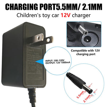 Hnndlra 12V Battery Charger for Kids Ride On Cars - Universal Black Charger for Wrangler SUV, Kid Trax, Dynacraft Toy Vehicles