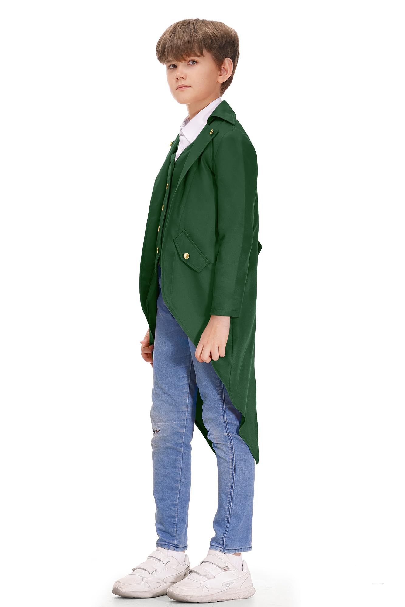 Besserbay Halloween Kid Boys Steampunk Gothic Renaissance Medieval Outfit Pirate Vintage Frock Coat Green 6 Years