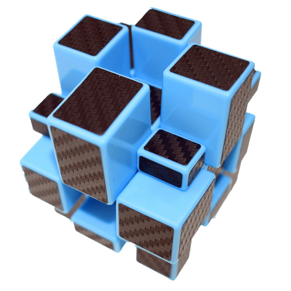 Cuberspeed Unusual Blue Mirror Cube Black Carbon Fiber Stickers 3X3 Magic Cube Mirror Blocks Blue Speed Cube