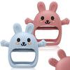 2 Pack Baby Teething Toys for 3-6 6-12 Months, Soft Silicone BPA Free Bunny Teething Mitten, Anti Drop Chew Teether Toys 0-3 6 9