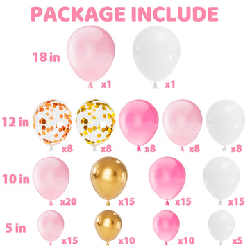Labeol 149Pcs Pink And Gold Balloons Garland Arch Kit 18/12/10/5 Inch Balloons Different Sizes For Birthday Party Baby Shower Wedding Decoration