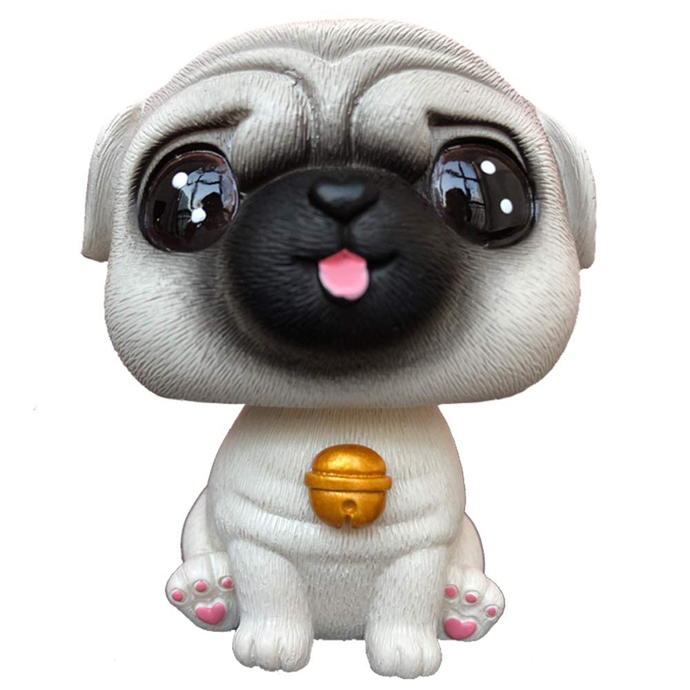 Anworlet Bobble Head Figures, Dog Bobbleheads For Car Dashboard,Animal Bobble Head,Car Dashboard Decorations,Puppy Dashboard Bobbleheads,Bobbing Head Dogs For Car,Kid'S Gift (Pug)